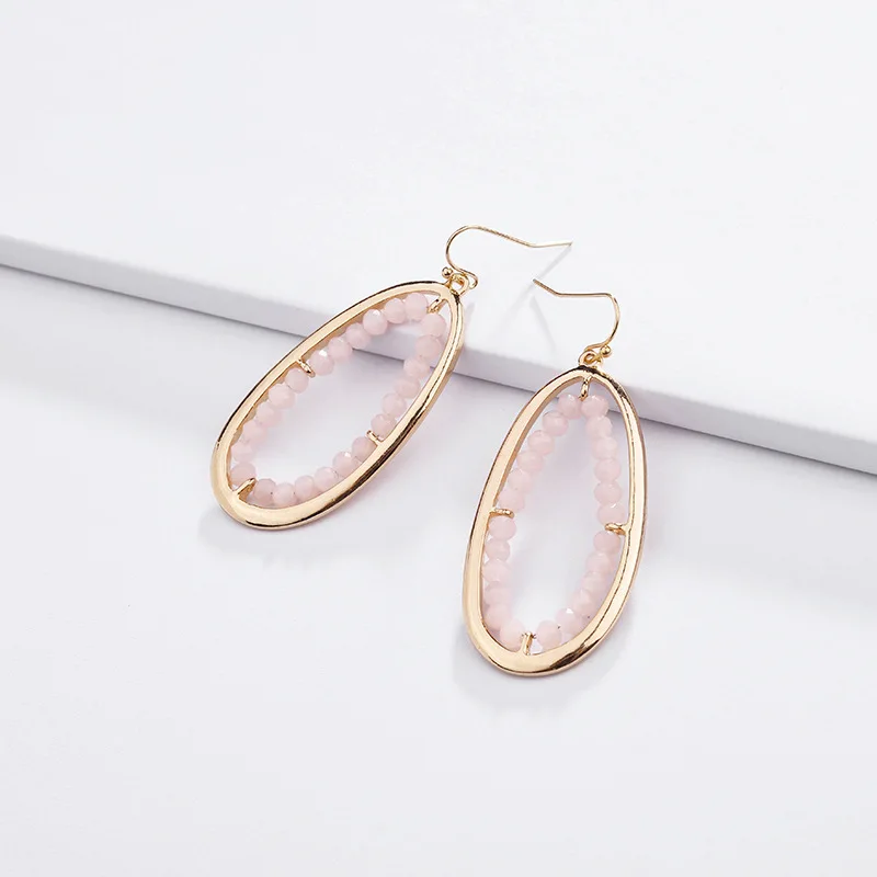 

HUIDANG Spring Summer Crystal Simple Design Irregular Metal Drop Earring Gold Plating Women's Earring