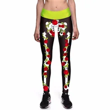 NEW 0033 Fashion Sexy Girl Women Skull Rose Femur Bone 3D Prints High Waist Workout Fitness Women Leggings Jogger Pants