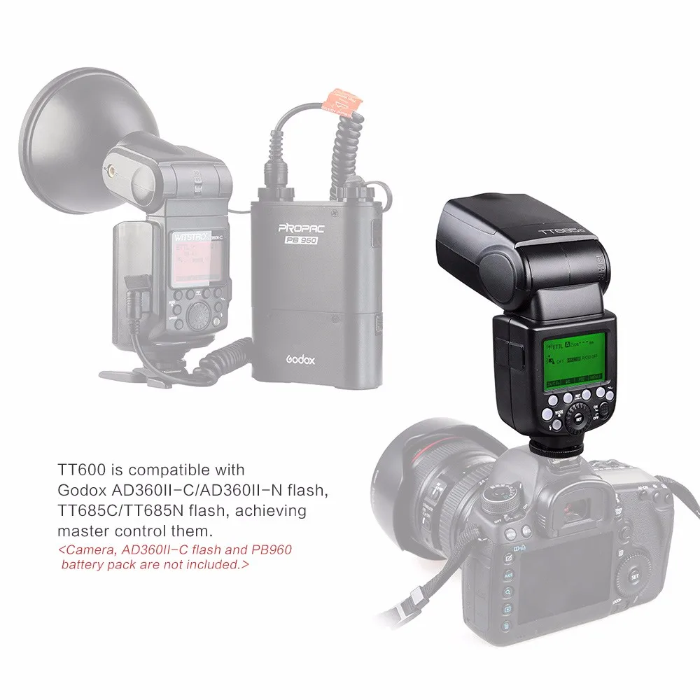 Godox TT600 2,4G Беспроводная камера синхронизация вспышки Speedlite для Canon Nikon D3100 Pentax Olympus Fujifilm Panasonic фото фонарик