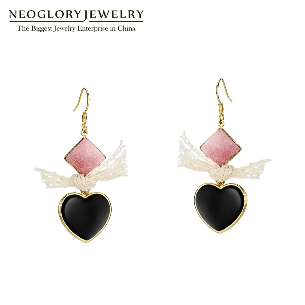 

Neoglory Lovely Heart Earrings Enamel Hook Dangle Drop Earrings for Women Plush Pink Earring Flannel Jewelry Gift New Fashion