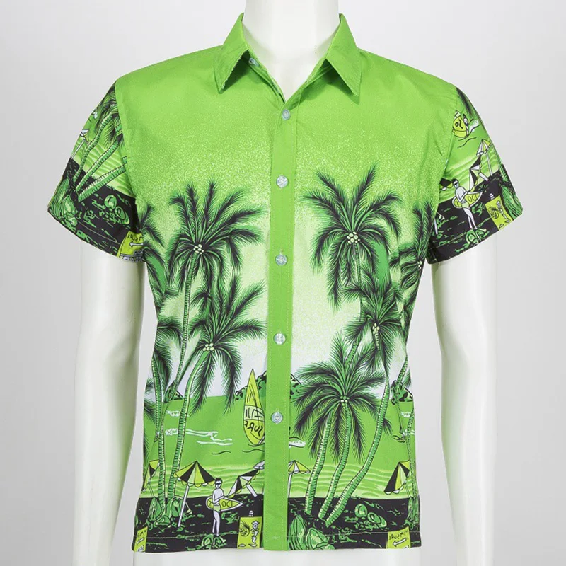 Для мужчин s гавайская рубашка короткий рукав Для мужчин Повседневное Пляжные рубашки кокосовых пальм печатные гавайская рубашка с