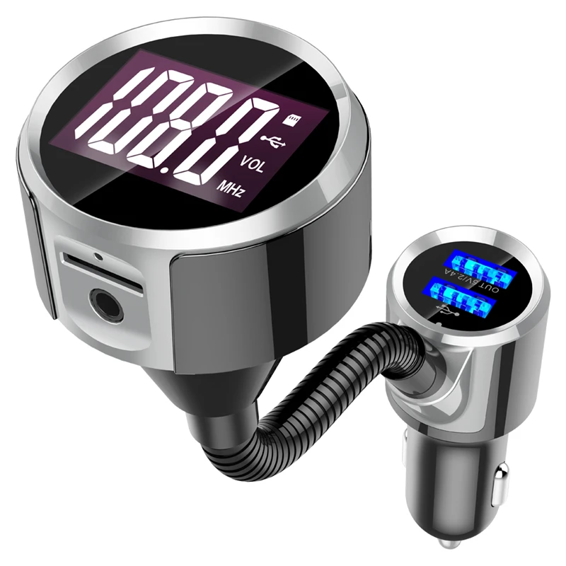 

AMKLE Bluetooth Car Kit Handsfree Set FM Transmitter BT MP3 Music Player 5V 2.4A USB Car Charger Support Micro SD Card 1G-32G