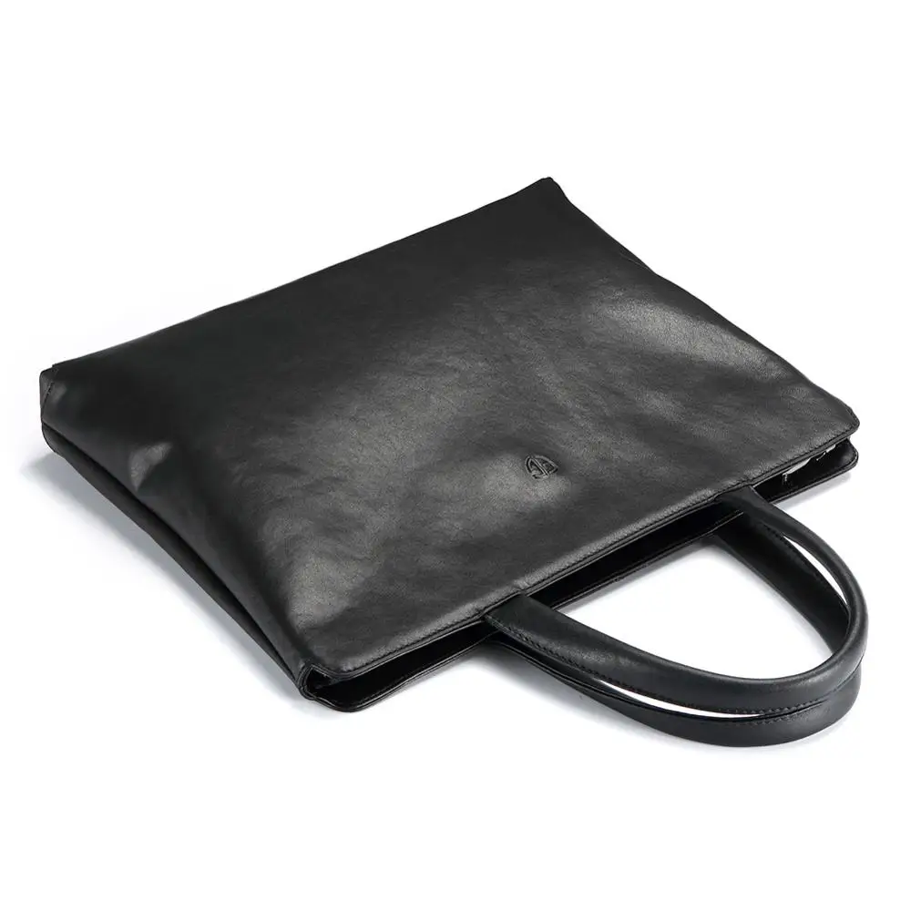 Мужская сумка из натуральной кожи, тонкий портфель для ноутбука, сумка для компьютера 15,6 дюймов и 14 дюймов, деловой портфель s для мужчин, черный, FEGER - Цвет: Black-14 inch