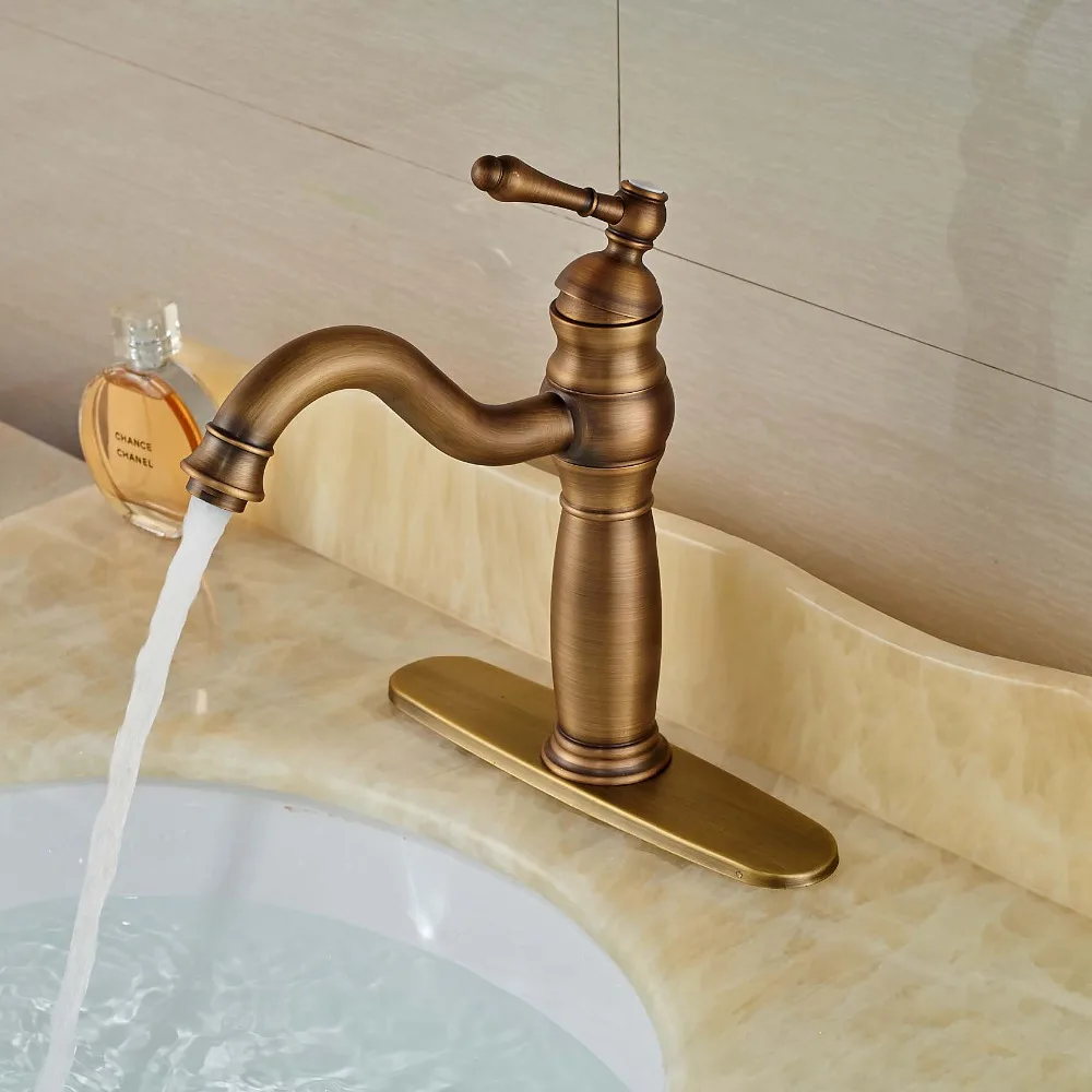 Deck Mount Brass Single Handle Basin Sink Faucet One Hole Mixer Tap with 8
