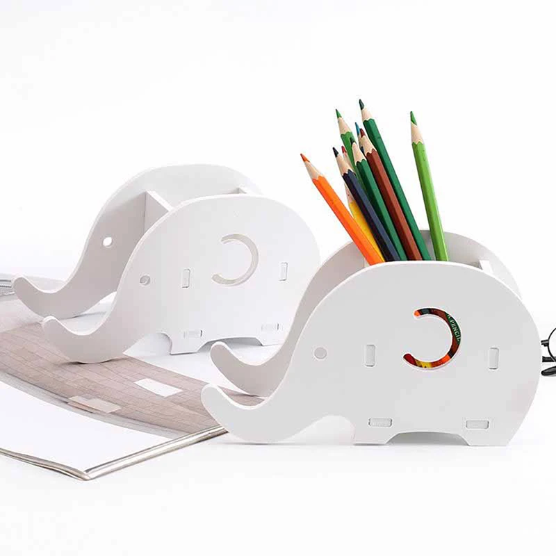 Wood Elephant Pencil Holder Phone Pen Bracket Stand Storage Rack Home Office Stationery Desktop Organizer | Канцтовары для офиса и