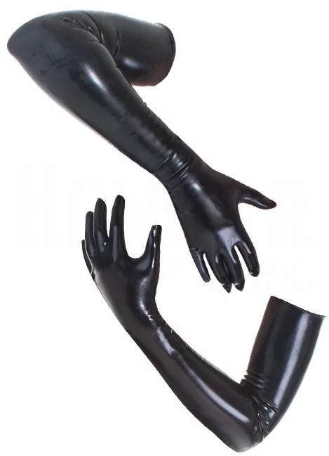 Латексные перчатки длиной до плеч, облегающие длинные перчатки, черные облегающие перчатки