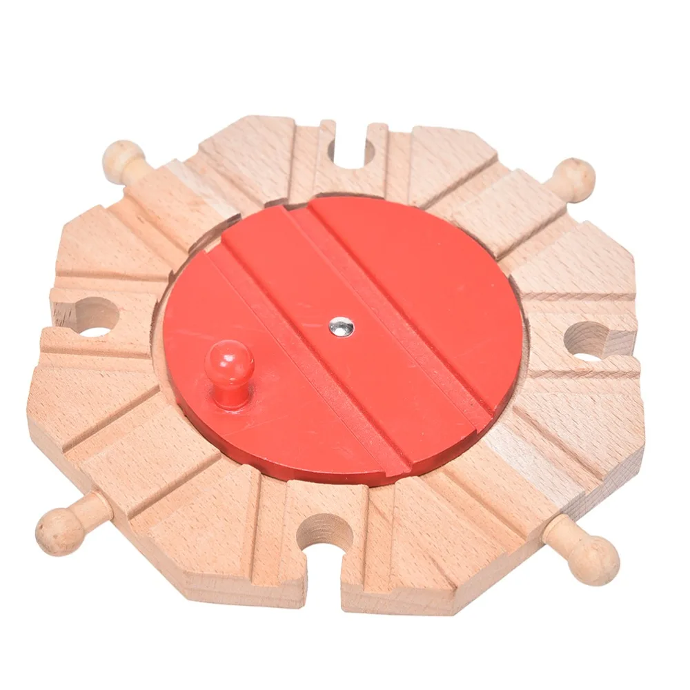

1pcs Miniature Wooden Train Switch Track Set Circular Turntable Educational Toys Boy/Kids Toy Multi Styles