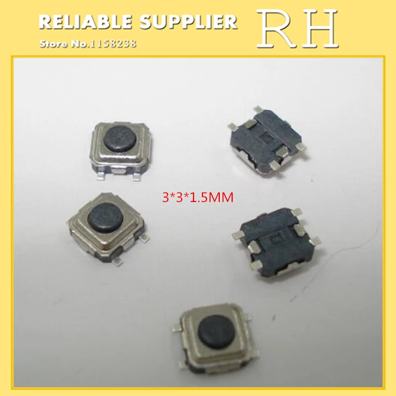 

50PCS/lot Tact switch 3*3*1.5MM Four feet patch switch TS-028 Black and white selection