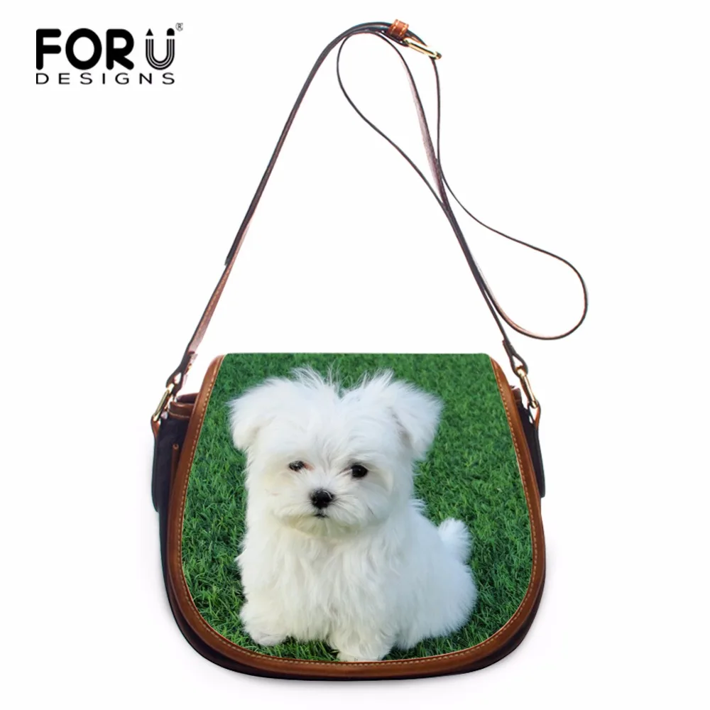 

FORUDESIGNS Cute Pet Dog Printed Women Adjust Strap Shoulder Bag Lightweight Crossbody Bag Girls PU Leather Flap Bag Custom