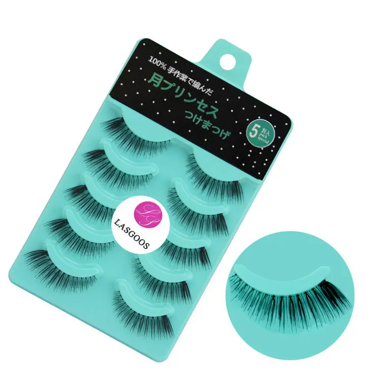 LASGOOS 5Pairs Boxed Natural Long False Eyelashes Lash line Eyelash
