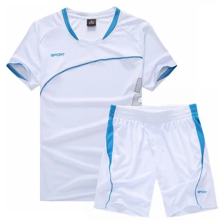 Летние дышащие мужские футболки спортивная быстросохнущая футболка с коротким рукавом мужской бренд активный Повседневный Спортивный костюм комплект из 2 предметов 5XL - Цвет: white