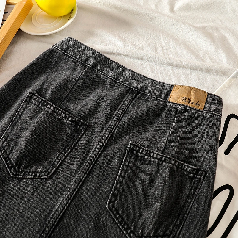 Casual High Waist Pencil Denim Skirts Women's Skirt High Street Single-breasted Female Jeans Skirt faldas mujer moda