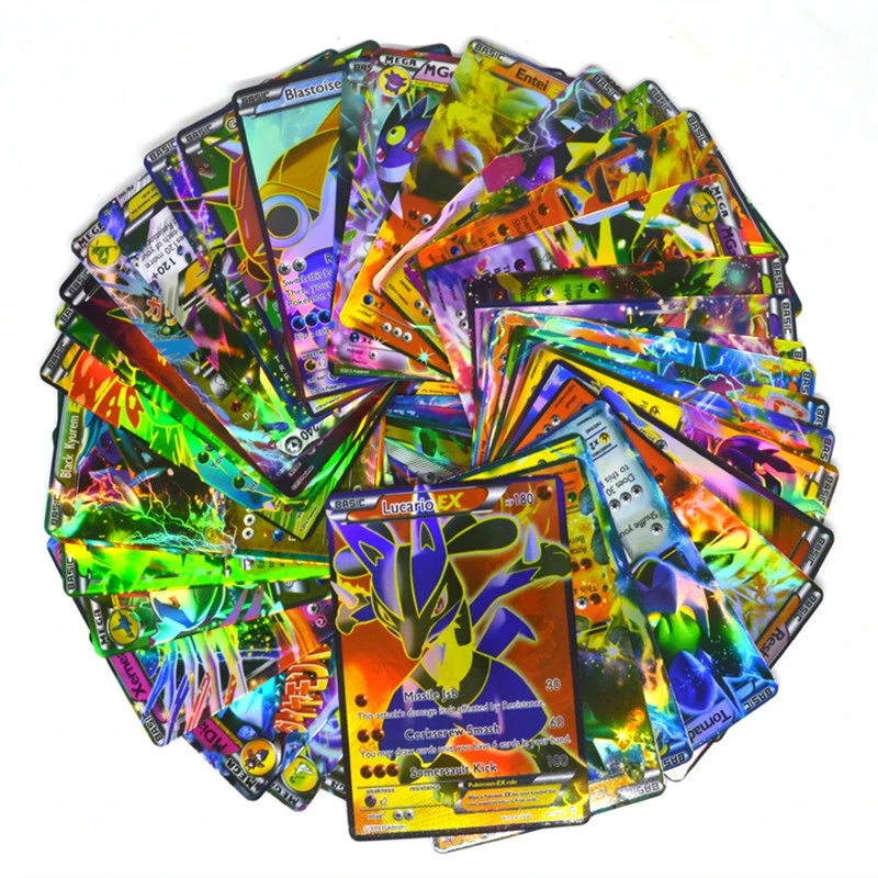 

100 Pcs GX MEGA Pokett Game Card Trading Card Game Collection for Kids Cartoon Game Educational Toys For Children