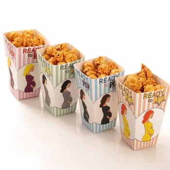 

Popcorn Boxes Design Trio Miniature Scalloped Edge Cardboard Party Carton Candy Sanck Bags Movie Supply 50pcs