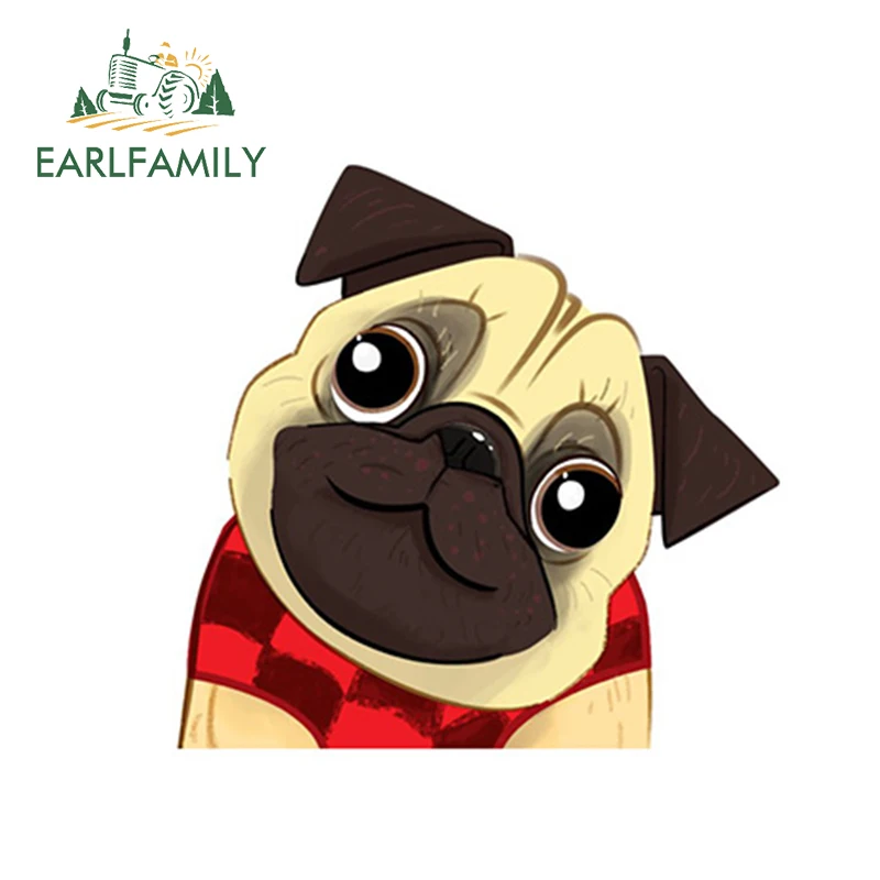 EARLFAMILY 13 см x 12 6 с рисунком мопса стикеры милые ПЭТ наклейка собакой животных