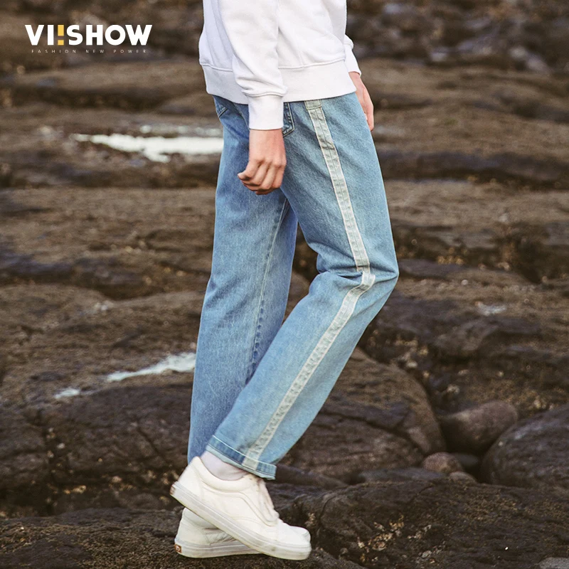 

VIISHOW 2017 New Jeans Pants Men Designer Jeans Casual Pants Mid-Rise Straight Men Brand Clothing Blue Tops Trousers NC1867173