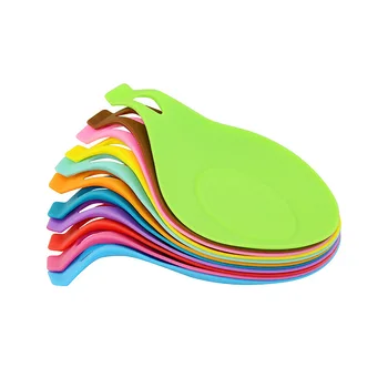 

20pcs/lot Candy Color Silicone Spoon Mats Heat Resistant Placemat Spoon Pad Tray Kitchen Tools