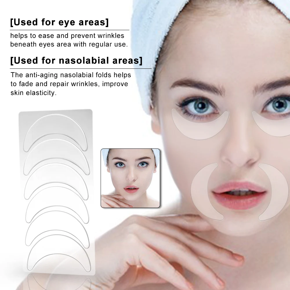 

Anti Wrinkle Nasolabial Pad+Forehead Pad+Neck Pad Silicone Reusable Patch Skin Care Remove Wrinkles Fine Lines Beauty Tool Sets