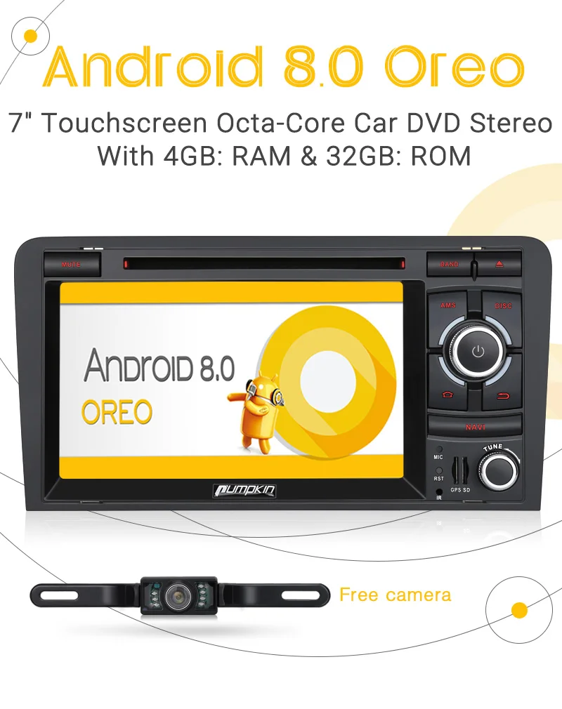 Sale Pumpkin Android 8.0 Car Stereo 2 Din 7