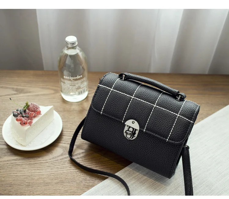 27 2016 New Trend Korean Fashion Women Bags Shoulder Messenger Bag Litchi Munsu Line PU Leather Wild Casual Small Square Package