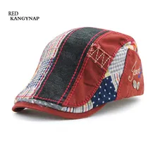 [Kagynap Мода хлопок Для мужчин Для женщин берет Кепки s в английском Ретро Для мужчин S плоским Кепки сетки остроконечные Кепки S Повседневное папа шляпа Вышивка Беретки для женщин Шапки