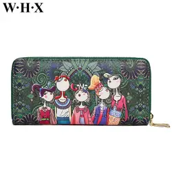 WHX граффити цветной рисунок кошельки длинный женский кошелек портмоне Pocketbook Billfold карта деньги сумка для девочек
