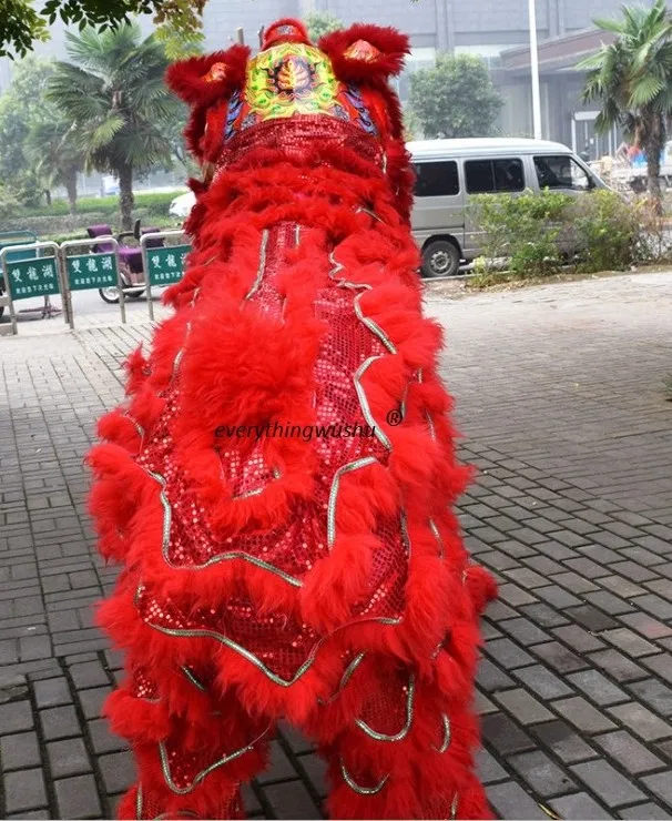 Танцевальный Костюм Льва ушу из чистой шерсти, танцевальные костюмы китайского льва - Цвет: Красный