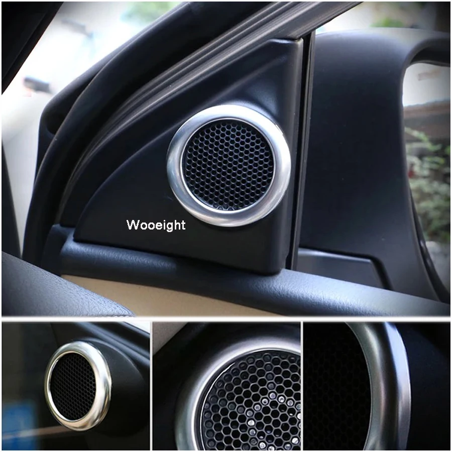 2Pcs For Toyota Corolla 2014 2015 2016 2017 2018 Car Front Door Sound Stereo Audio Cover Trim Ring ABS Tweeter Speaker Cover (3)
