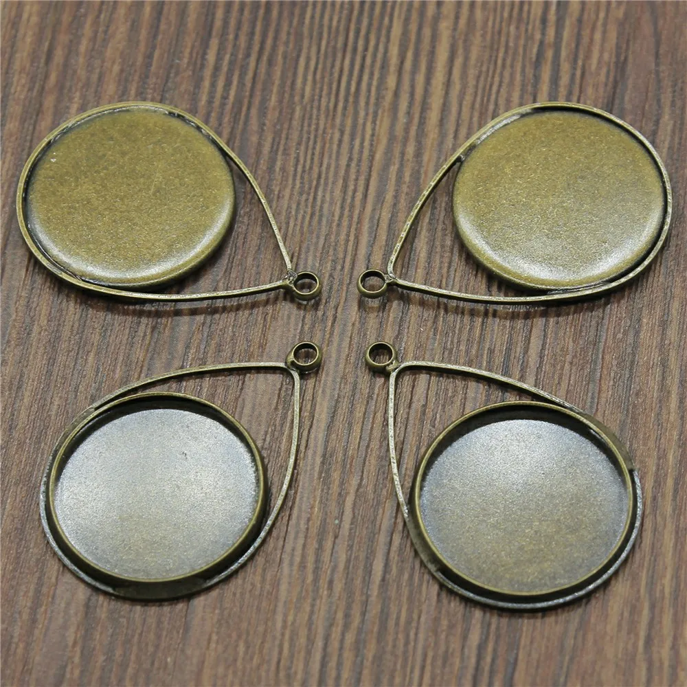 5 шт 2 цвета подходят 20 мм круглый стеклянный кабошон форма кабошон базовая Камея Подвеска поднос - Color: Antique Bronze