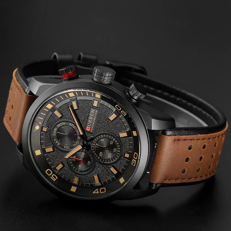 CURREN Новые Роскошные Модные Аналоговые военные спортивные часы высокого качества с кожаным ремешком кварцевые наручные часы Montre Homme Relojes