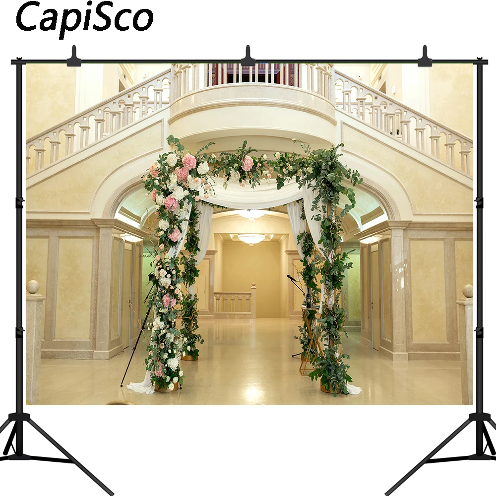 Capisco фотография Фон роскошный дворцовый мраморный пол Цветочная Арка интерьер
