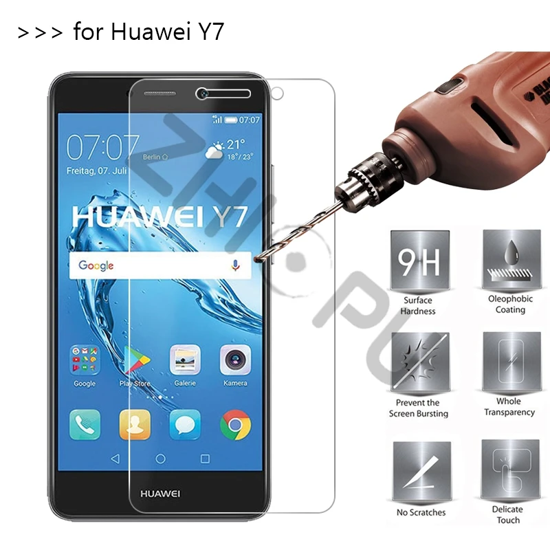Высококачественное Закаленное стекло для Huawei Y7 Защитное экрана glass стеклянная