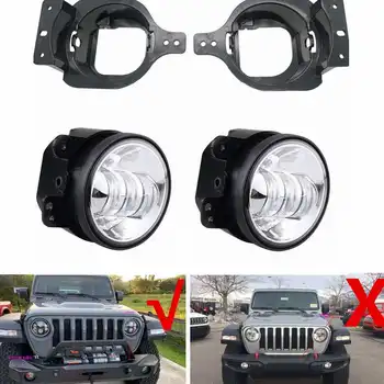 

1 Pair 4'' LED Fog Light 4inch 30W LED Fog Lamp Auxiliary Passing Driving Light with Halo Ring DRL for Jeep Wrangler JL 2018