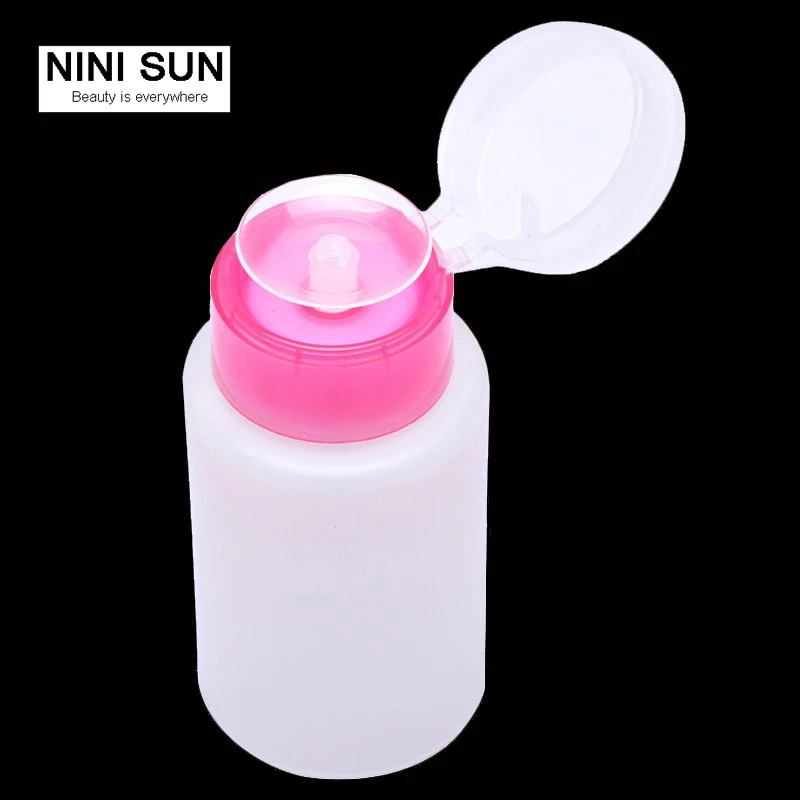 

5PCS/Lot Pink Dispenser Pump Nail Art Polish Alcohol Remover Cleaner Bottle Refillable Bottles Nail Makeup Tool 150ml