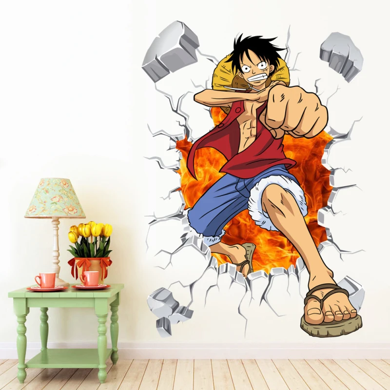 Big Size 90 60cm Hot Sale Pop One Piece Monkey D Luffy Anime Sticker 3d Visual Effect Wallpaper Mode Stickers St28 Stickers Aliexpress
