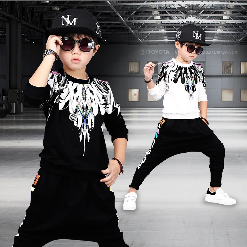 

Boys Clothes 2018 Children Clothing Set New Design 2 Pieces Sets Pullover Coat and Harem Pants Black Suit Cotton Autumn Clothing
