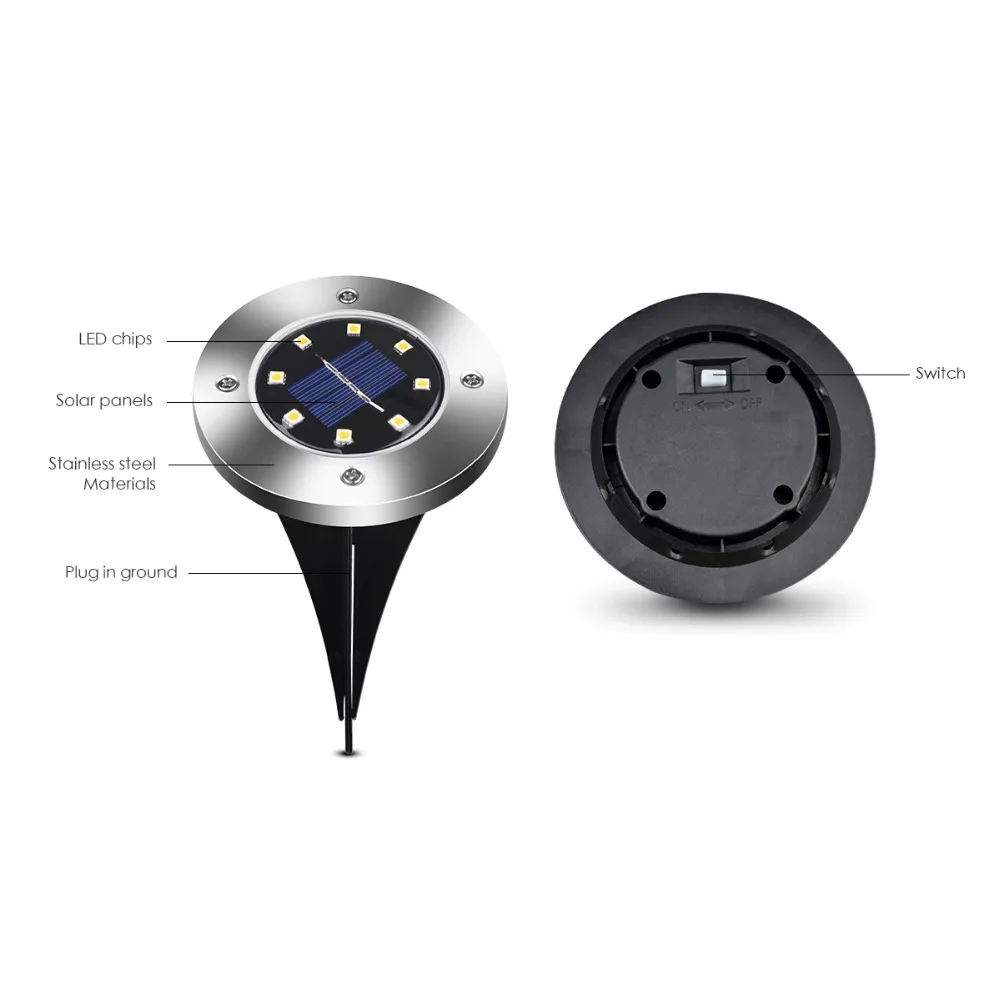 Светильник на солнечной батарее, 8 светодиодов, подземный светильник на солнечной батарее, уличный светильник для сада, уличный светильник s, уличный водонепроницаемый светильник для подъездной дорожки, лужайки, дороги, ночной Светильник ing