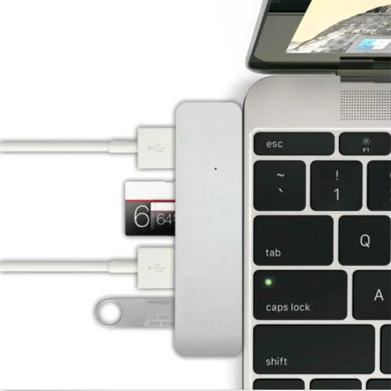 ALLOYSEED Алюминиевый сплав USB концентратор 5 в 1 usb type-C подставка для концентратора USB 3,0/usb type-C/Micro SD карта/sd-карта