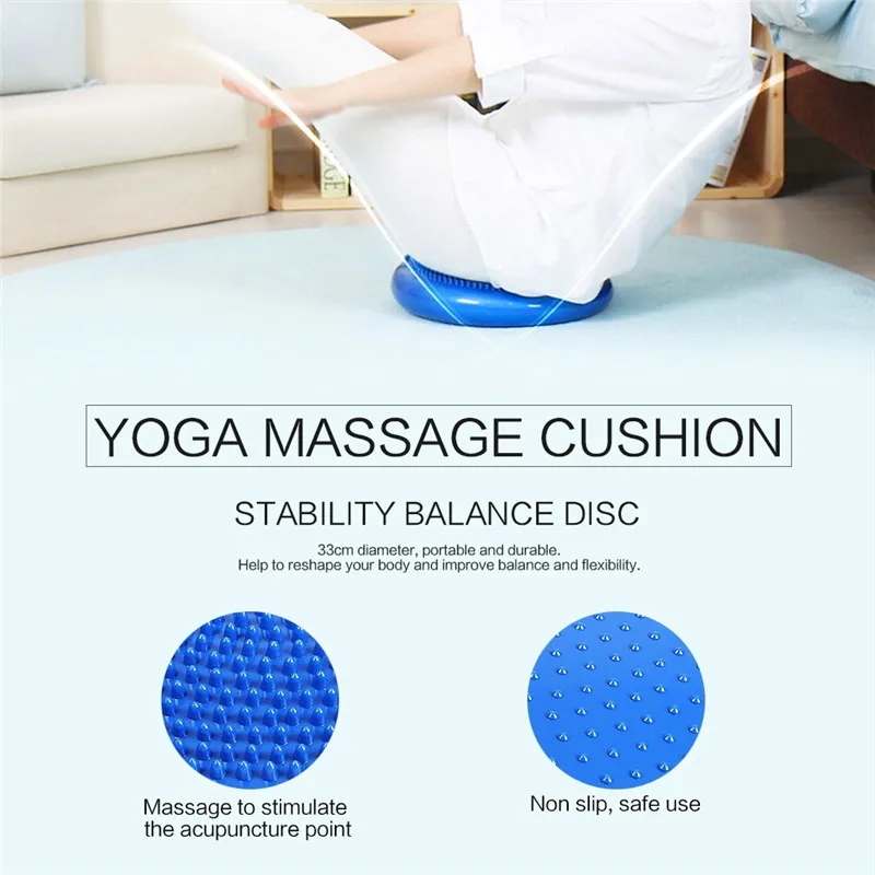 33x33cm Inflatable Yoga Massage Ball Durable Universal Sports Gym Fitness Yoga Wobble Stability Balance Disc Massage Cushion Mat