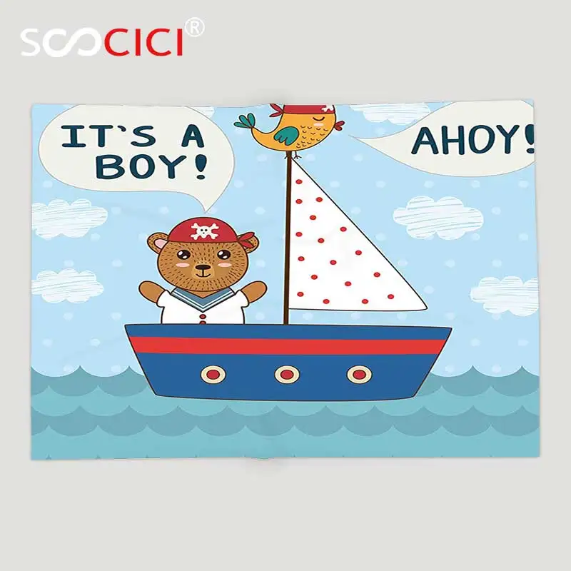 Изготовленное на заказ мягкое Флисовое одеяло Ahoy милая детская тема для душа