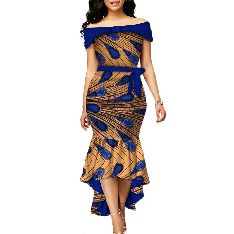 Высококачественные вечерние платья в африканском стиле с принтом для женщин Bazin Riche длинное платье русалки традиционная африканская одежда WY3227