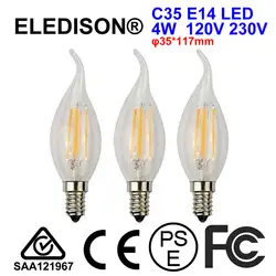 C35 светодиодные люстры лампочки E14 4 Вт Теплый Белый 2200 К edison Винтаж пламени канделябров шарик заменить 40 Вт лампа накаливания