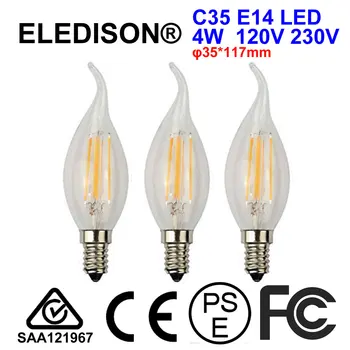 

C35 LED Chandelier Light Bulb E14 4W Warm White 2700K Edison Vintage Candelabra Flame Bulb Replace 40W Incandescent Bulb