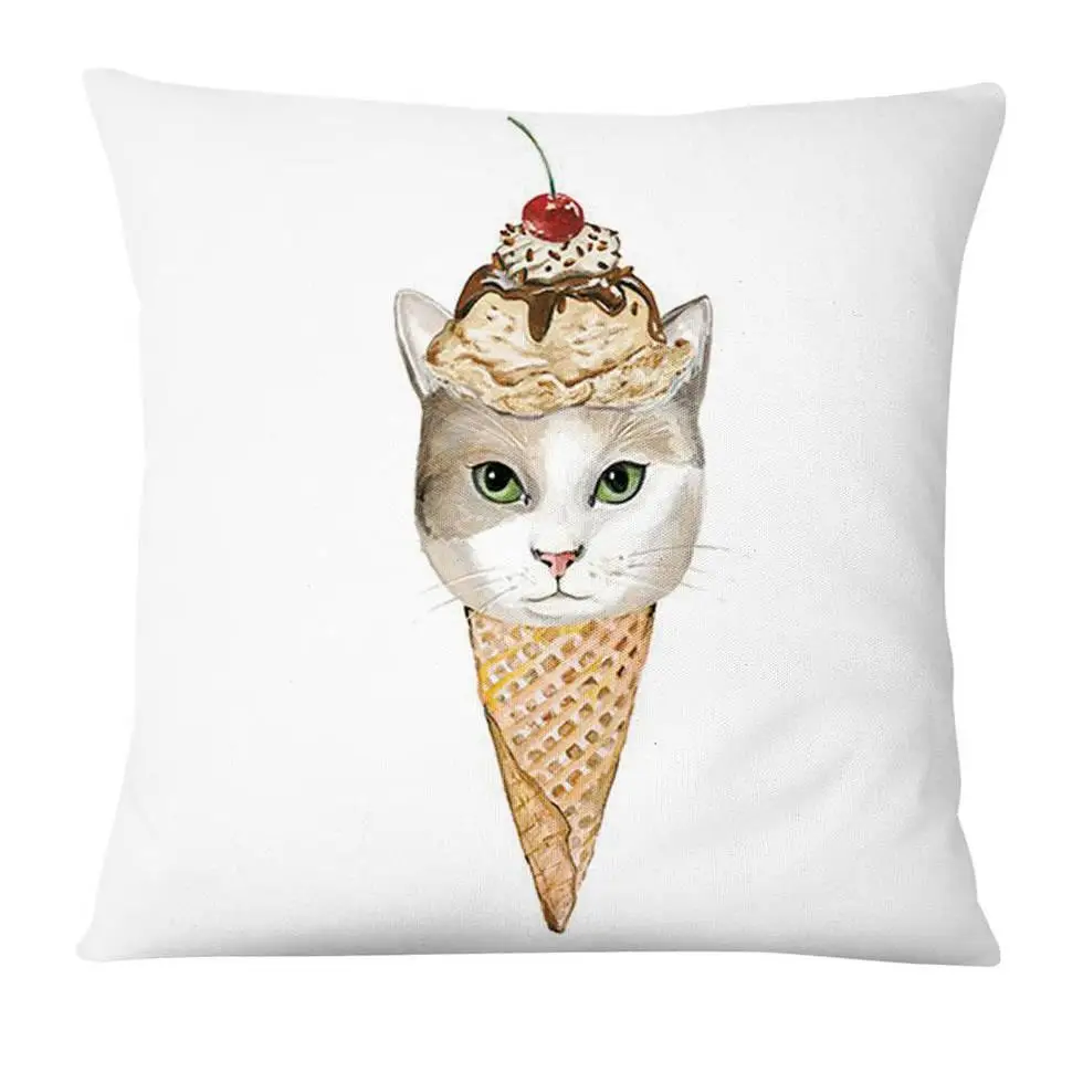 Hand Painted Cartoon Cat Digital Printed Pillowcase Home Pillow Decoration Almofadas Decorativas Para Sofa Throw Pillow 45*45 