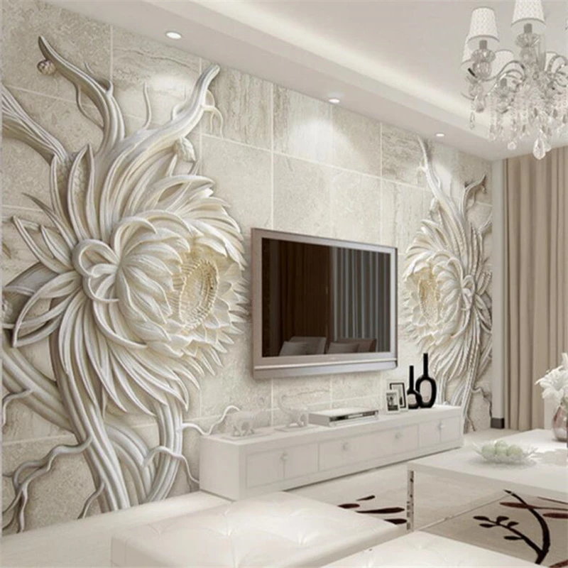 

wellyu papel de parede para quarto Custom wallpaper Embossed sandstone texture stone carving sunflower 3d background wall