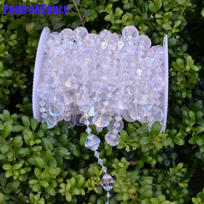 

Future and Fancy DIY Iridescent Garland Diamond Acrylic Crystal Beads Strand Shimmer Wedding Decoration Free Shipping 16 + 6 mm