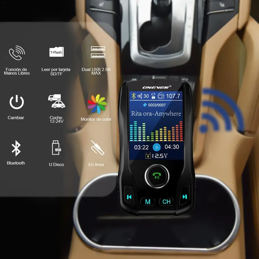 

1.8 Inch Wireless Bluetooth FM Transmitter FM Modulator HandsFree Car Kit Radio Adapter USB Charger MP3 Music Player
