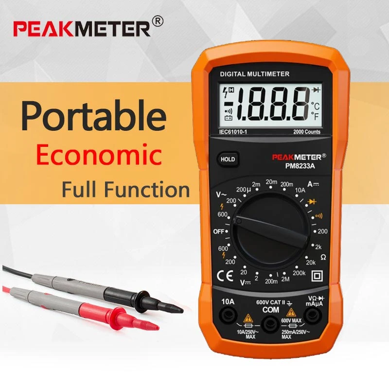 PM8233D LCD Display Diode Ammeter Voltage Tester for School Laboratory Factory and Other Social Fields S28esong Auto Ranging Digital Multimeter 