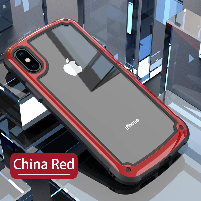 360 градусов полный противоударный чехол для iPhone 6 6S 7 8 Plus Роскошный Жесткий PC+ TPU чехол для iPhone X XR XS Max Coque Capas - Цвет: China Red