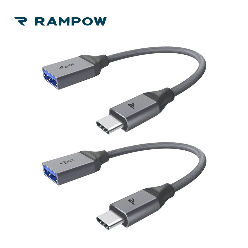 

RAMPOW 2pcs OTG Type C to USB 3.0 Adapter 0.65ft 5Gbps Data Transfer Micro USB C Adapter for One plus 6/Xiaomi mi 8 for MacBook